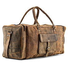 Carica l'immagine nel visualizzatore di Gallery, Borsa da viaggio fatta in pelle marrone in un look vintage per uomini